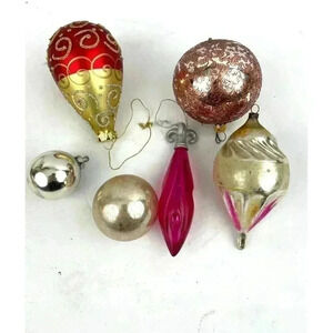 VTG Lot of 6 Mercury Holidays Ornaments Christmas Gold Red